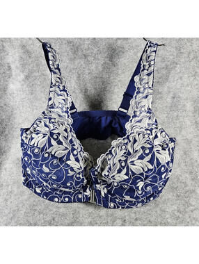 Amoureuse Blue White Embroidered Underwire Full Coverage 27-0598-6 Bra 40D